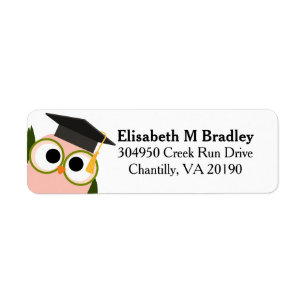 Étiquette Hibou mignon personnalisé d'obtention du diplôme