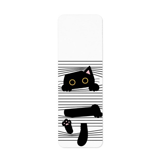Étiquette Hidden Black Cat Cute Funny Minimalist Animal Love (Devant)