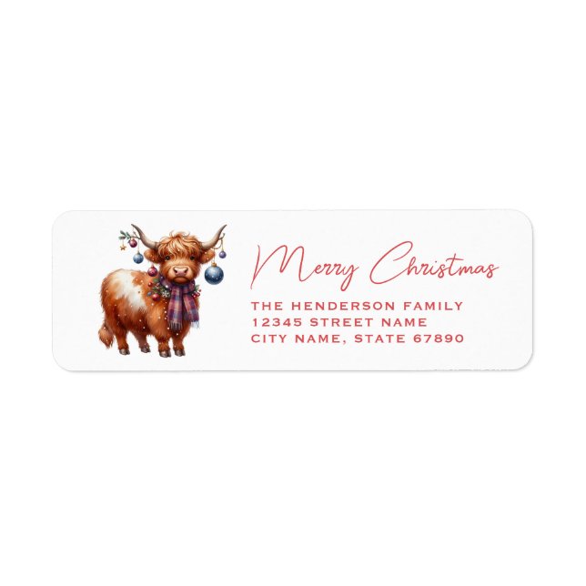 Étiquette Highland Cow Return Address Labels (Devant)