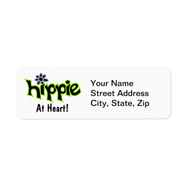 Étiquette Hippie at Heart Black Lime Green Art Custom (Devant)