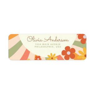 Étiquette Hippie couleur Retro Super Daisy Fleur