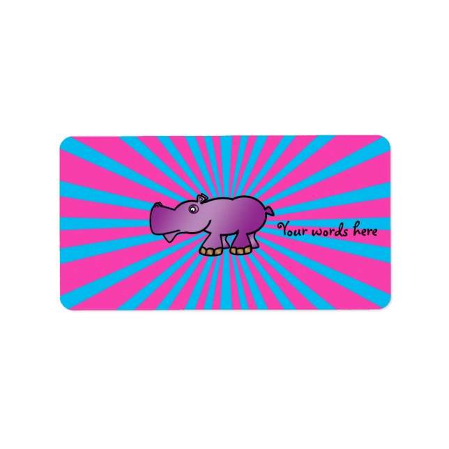 Étiquette Hippo violet au soleil rose (Devant)