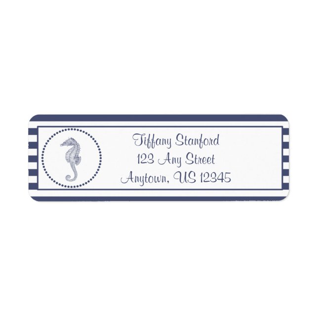 Étiquette Hippocampe marin | Personnalisé (Devant)