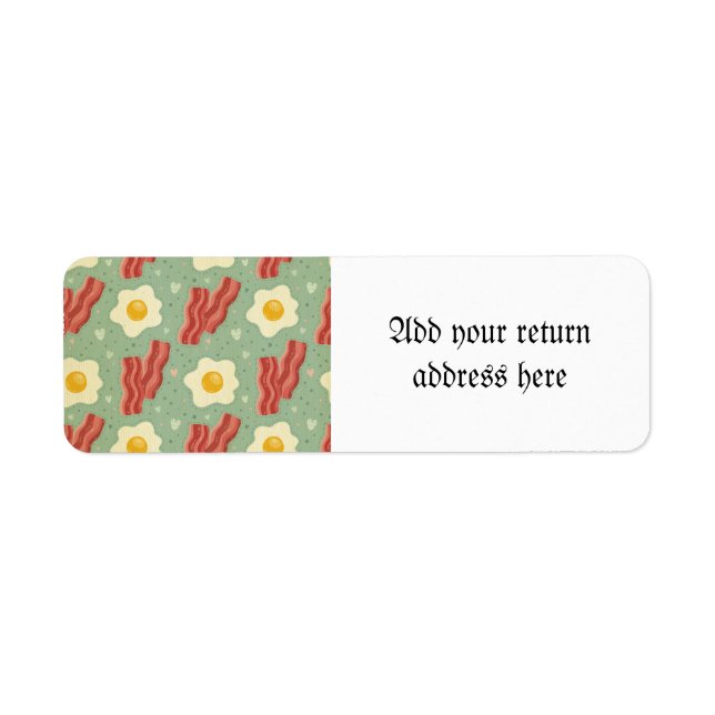 Étiquette hipster de nourriture, tendance, bacon, oeuf, turq (Devant)