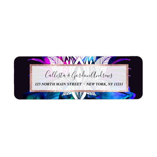 Étiquette Hipster Retro Tech Turquoise Lotus Lotus Fleur Feu (Devant)