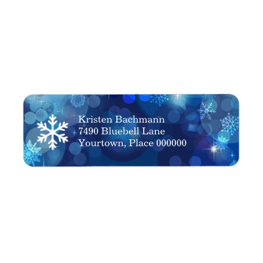Étiquette Hiver bleu de Bokeh de flocon de neige