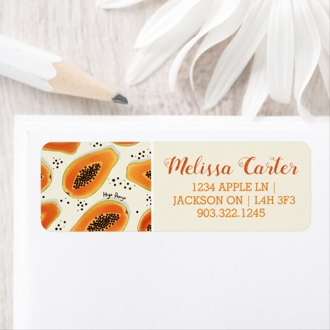 Étiquette Hiya Papaya Motif (En situation)