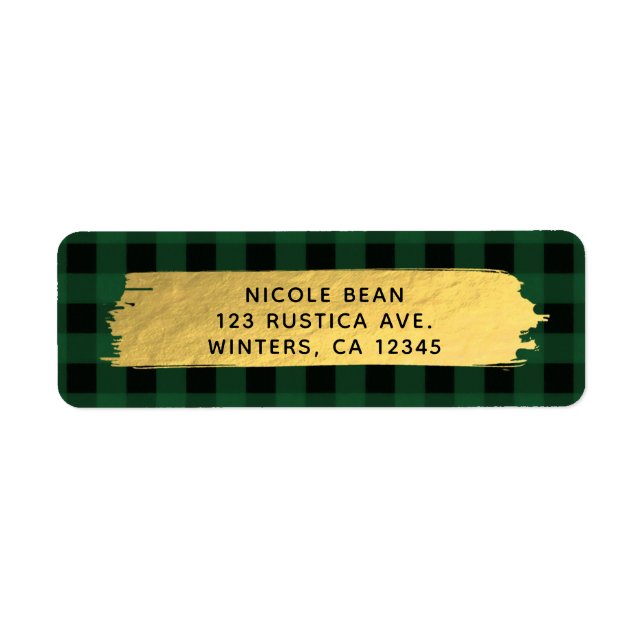 Étiquette HO HO HO Christmas Holiday Green Buffalo Plaid (Devant)