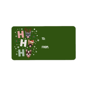 Étiquette Ho Ho Ho French Bulldog Joyeux Noël