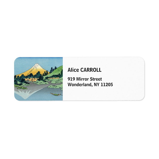 Étiquette Hokusai - Le Mont Fuji reflète le lac Kawaguchi (Devant)