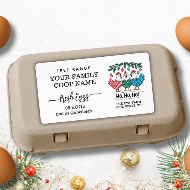 Étiquette Holiday Christmas Farmhouse Watercolor Egg Carton  (Créateur téléchargé)