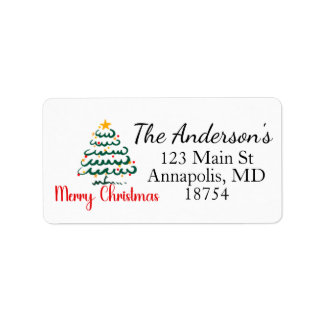 Étiquette Holiday Christmas Tree Return Address Label
