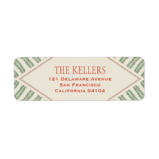 Étiquette Holiday Foliage Quadrant Ivory and Green