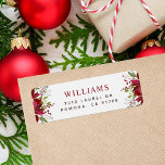 Étiquette Holiday Greenery Christmas Return Adresse<br><div class="desc">Étiquettes modernes d'adresse de retour avec une bordure florale poinsettia aquarelle pour coordonner avec notre collection Joyful Greenery. Personnalisez-le avec votre monogramme familial initial et l'adresse de retour. Cliquez sur Customiser pour ajouter une photo, modifier la couleur de l'arrière - plan ou modifier les polices et les couleurs de texte...</div>