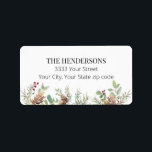 Étiquette Holiday Greenery Christmas Return Adresse<br><div class="desc">Ces étiquettes d'adresse de retour verdure de vacances en aquarelle sont parfaites pour toute votre correspondance.</div>