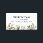 Étiquette Holiday Greenery Christmas Return Adresse<br><div class="desc">Ces étiquettes d'adresse de retour verdure de vacances en aquarelle sont parfaites pour toute votre correspondance.</div>