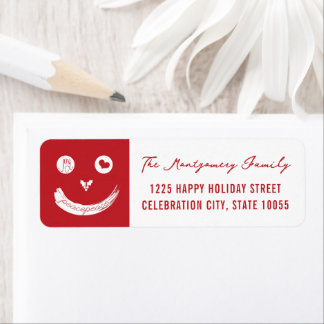 Étiquette Holiday Peace Love Joy Smiley Visage Retour Adress