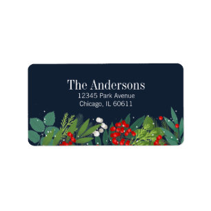 Étiquette Holly And Greenery Joyeux Noël Adresse