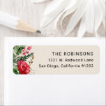 Étiquette Holly Berries Floral Boho Christmas Adresse de ret<br><div class="desc">Cette collection présente des fleurs rouges aquarelles,  des baies et de la verdure hivernale avec une typographie moderne et élégante.</div>