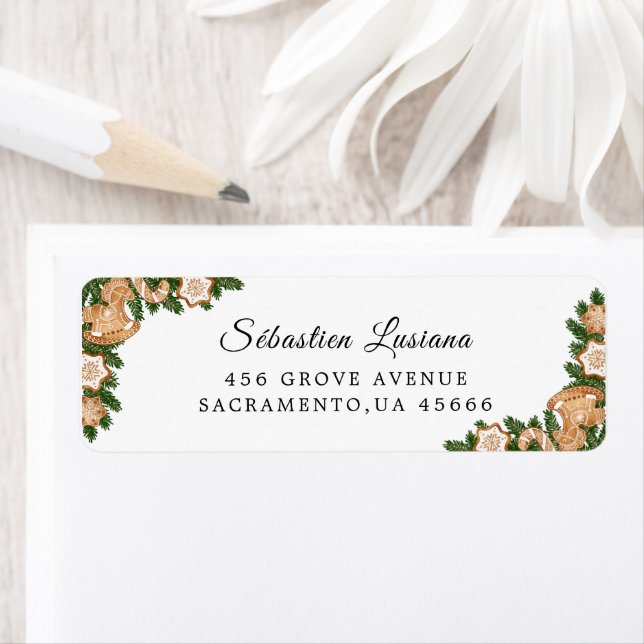 Étiquette Holly Berry Christmas Holiday Adresse de retour (En situation)