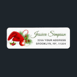 Étiquette Holly Berry Santa Hat Christmas Adresse de retour<br><div class="desc">Aquarelle Holly Berry Christmas Retourner l'adresse étiquette.</div>