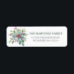 Étiquette Holly et Berry Christmas Holiday Adresse de retour<br><div class="desc">Un élégant arrangement d'aquarelle de baies vertes et rouges décorent cette étiquette d'adresse de retour de Noël. Conçu pour coordonner avec la collection Festive Holly et Berry.</div>
