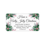 Étiquette Holly Jolly Christmas Greenery Retour Adresse<br><div class="desc">Passez un Noël sainte, c'est le meilleur moment de l'année ! Ajoutez une touche de finition élégante aux enveloppes de cartes de vacances avec d'élégantes étiquettes d'adresses de retour customisées. Tout le texte sur ce modèle est simple à personnaliser pour inclure n'importe quel libellé, comme Joyeux Noël, Joyeux Fêtes, Joyeuses...</div>