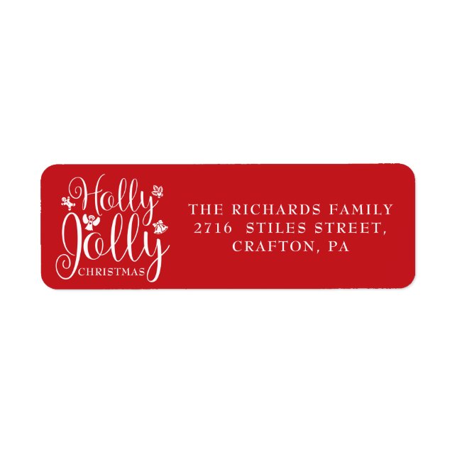 Étiquette Holly Jolly Christmas Holidays Return Address (Devant)