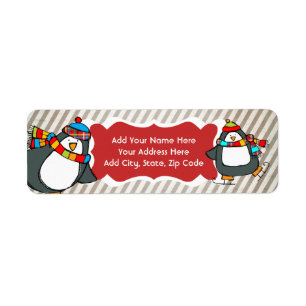 Étiquette Holly Jolly Patinage Penguins Retourner l'adresse 