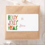 Étiquette HOLLY JOLLY XMAS Sweet Holiday Christmas<br><div class="desc">J'espère que vous aimez ce design. Ajoutez votre propre texte. Consultez ma boutique pour plus de designs et articles assortis du papier d'emballage aux serviettes de cuisine!</div>