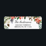 Étiquette Holly Poinsettia Wreath Christmas Adresse de retou<br><div class="desc">Holly,  Tit Père Noël Boot Christmas Retourner l'étiquette d'adresse. Pour plus de personnalisation,  cliquez sur le lien "customiser plus" et utilisez notre outil de conception pour modifier ce modèle.</div>