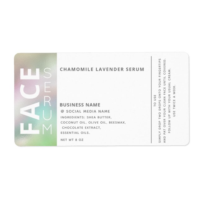 Étiquette Holographe professionnel cheveux & produit de soin (Devant)