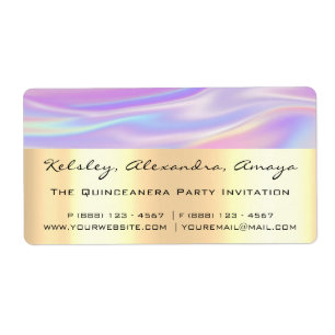 Étiquette Holographe Unicorn Gold Bridal Purple Sweet 16e