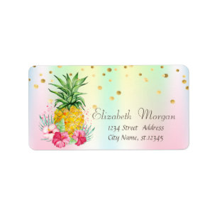 Étiquette Holographie de l'ananas Hibiscus Confetti