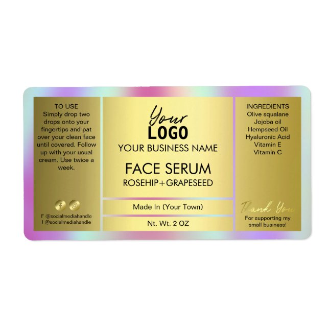 Étiquette Holographique Glam Et Gold Oil (Devant)