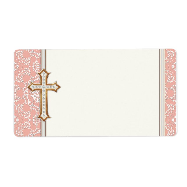 Étiquette Holy First Communion Gold Golden Cross Lace Girl (Devant)