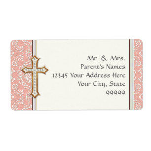 Étiquette Holy First Communion Gold Golden Cross Lace Girl