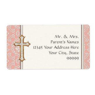 Étiquette Holy First Communion Gold Golden Cross Lace Girl