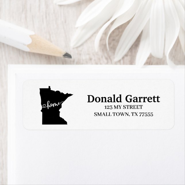 Étiquette Home State Outline Heart Minnesota Adresse (En situation)