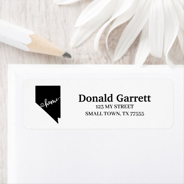 Étiquette Home State Outline Heart Nevada Adresse (En situation)