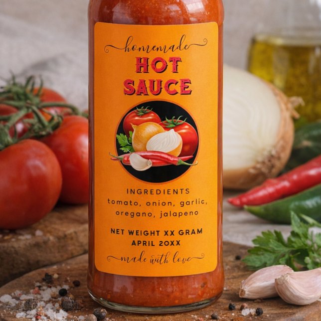 Étiquette Homemade hot sauce orange label (Créateur téléchargé)