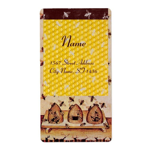 ÉTIQUETTE HONEY BEE, BEEKEEPER APIARIST (Devant)