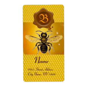 ÉTIQUETTE HONEY BEE, BEEKEEPER, MONOGRAMME DE SCEAU DE CIRE 