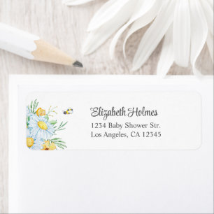 Étiquette Honey Bee Chamomile Daisy Baby shower Adresse