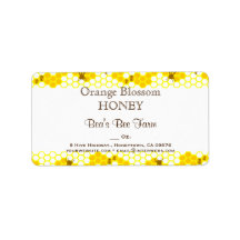 Honey Bee Honeycomb 1.25" x 2.375" Editable Label