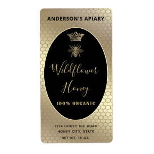 Étiquette Honey jar script moderne queen bee