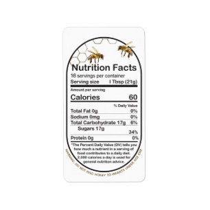 Étiquette Honey Nutrition Facts Bee Honeycomb Avertissement