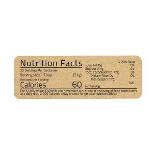 Étiquette Honey Nutrition Facts Kraft Adresse de retour Étiq
