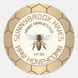 Étiquette Honeycomb Bee Honeycomb récolté à la mai