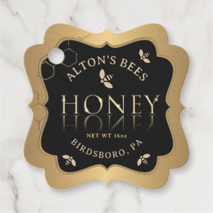 Étiquette Honeycomb d'abeilles d'or fantaisie sur